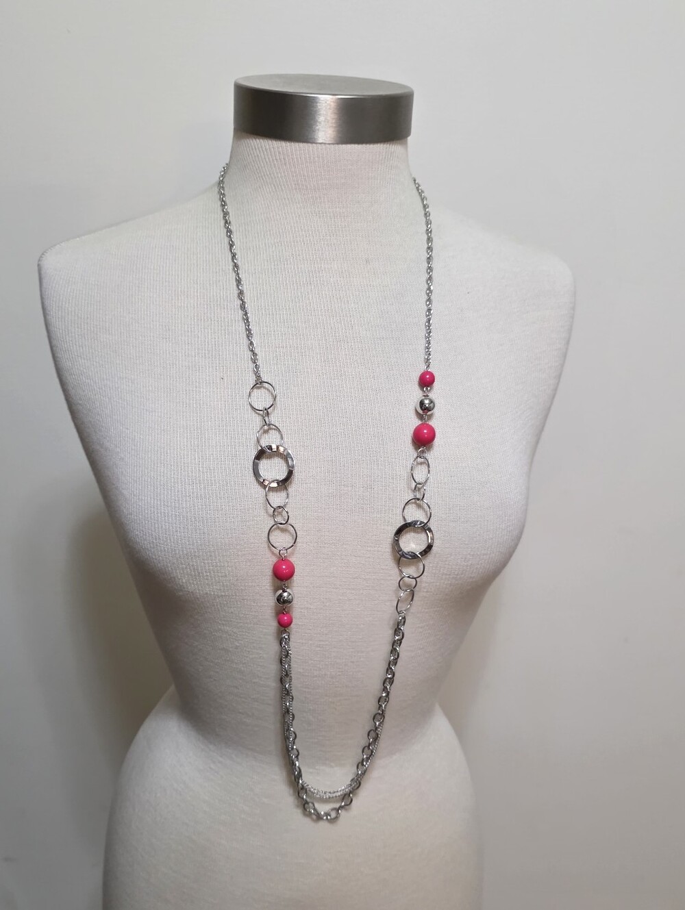 Long Chain Beaded Necklace Layered Lobster Clasp 42" Long